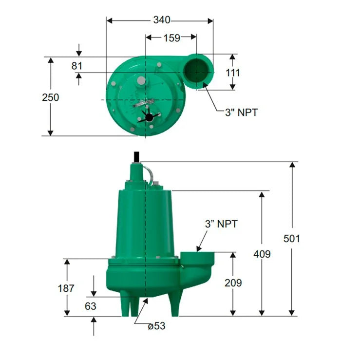 Bomba de Aguas Residuales de 18 a 75 Hp con Motor 1.800 RPM, Barnes