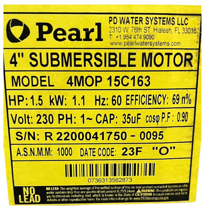 Motor Sumergible 4" Monofásico de 1 a 5 Hp , Pearl