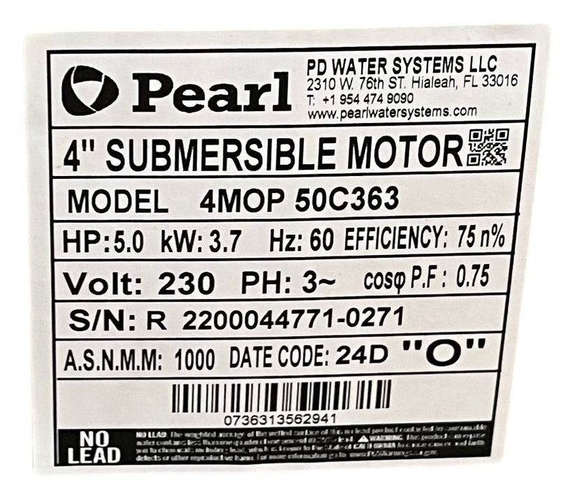 Motor Sumergible 4" Trifásico de 1 a 10 Hp , Pearl