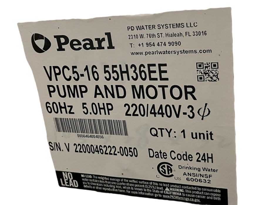 Bomba de Agua Multietapa Vertical VPC de 44 GPM, Pearl